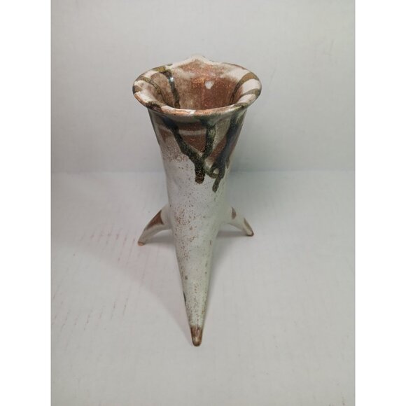 Vintage Signed Studio Pottery Chinese Culture 3 Leg Wine Goblet Cup Mug - Picture 4 of 8